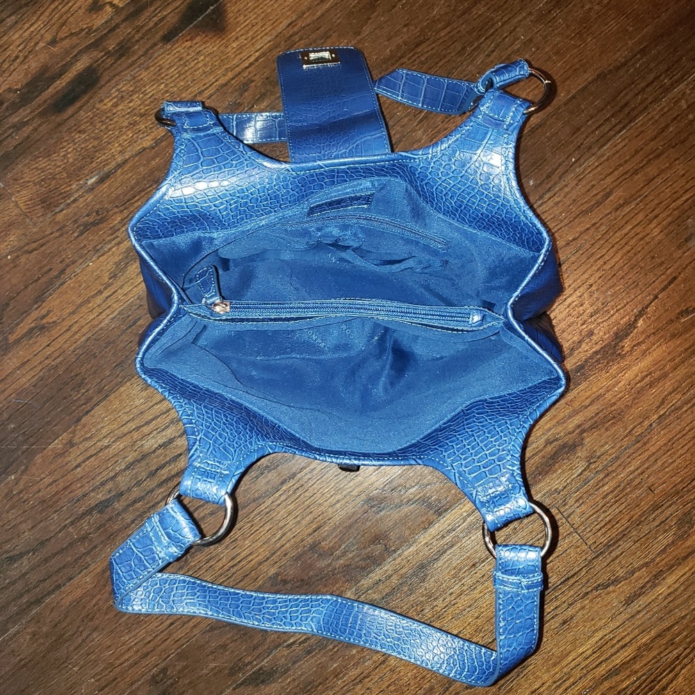 New York and Company | Blue "Alligator" Skin Bag - Picture 3 of 6